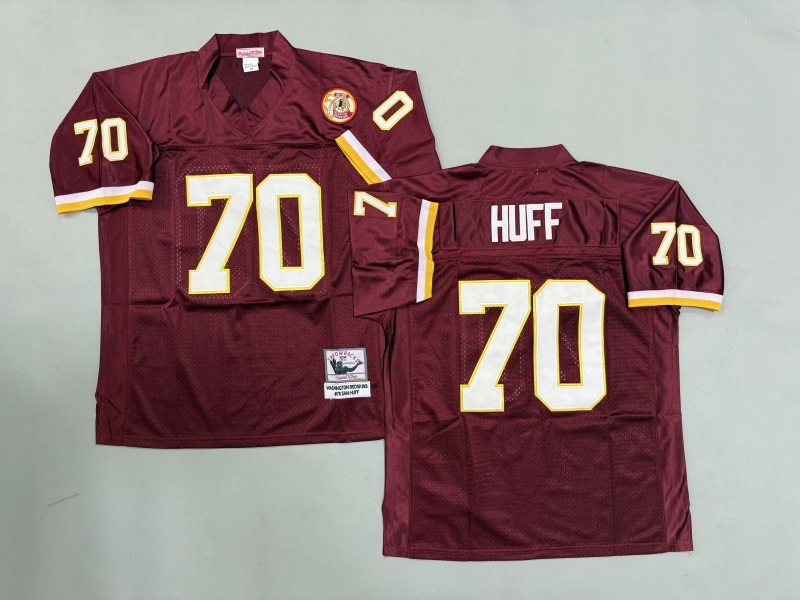 Men 2025 Washington Redskins #70 Huff red Throwback Limited NFL Jersey style 002